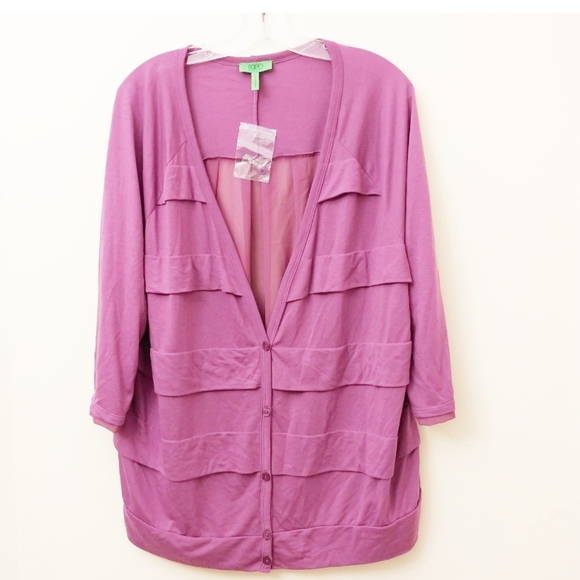LOGO by Lori Goldstein Sweaters - NWT LOGO by Lori Goldstein Ruffle Front Cardigan
